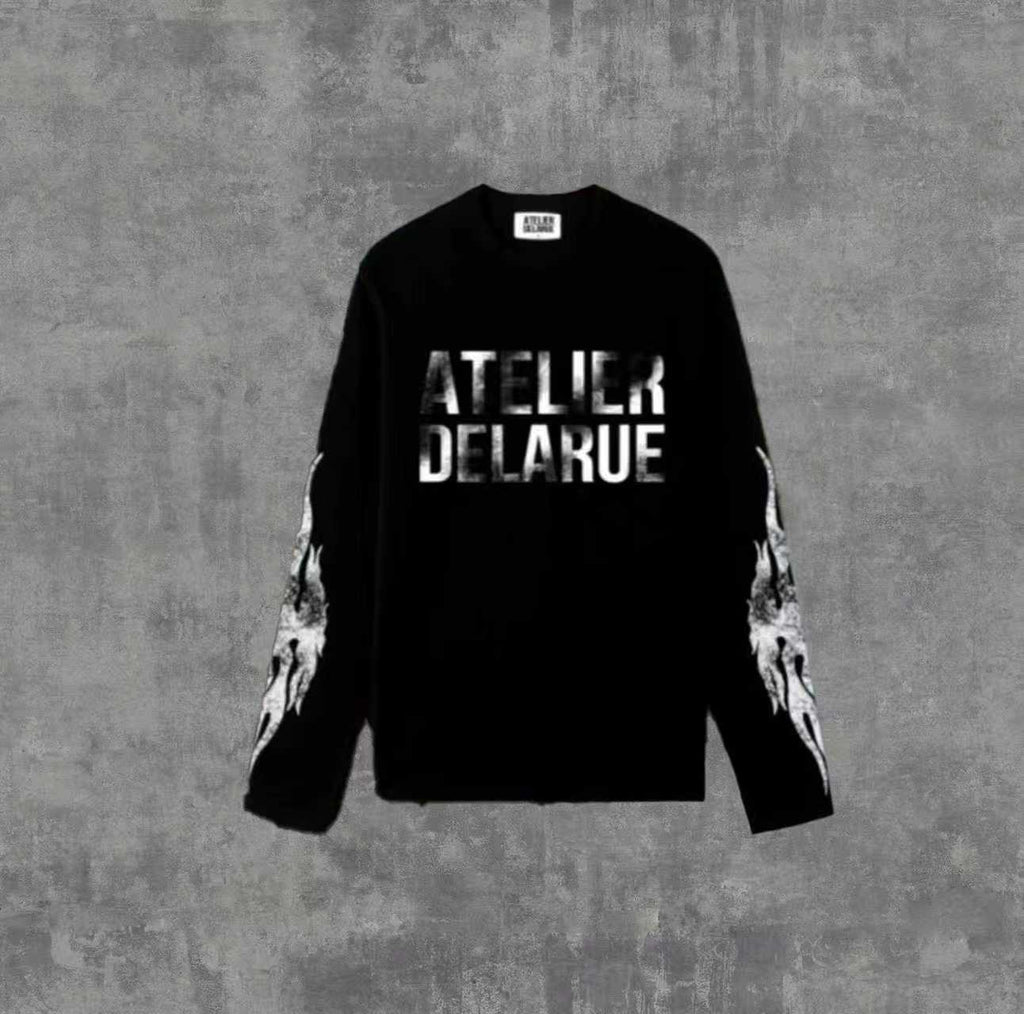 "Atelier Delarue" Long Sleeve Cotton Graphic T-Shirt